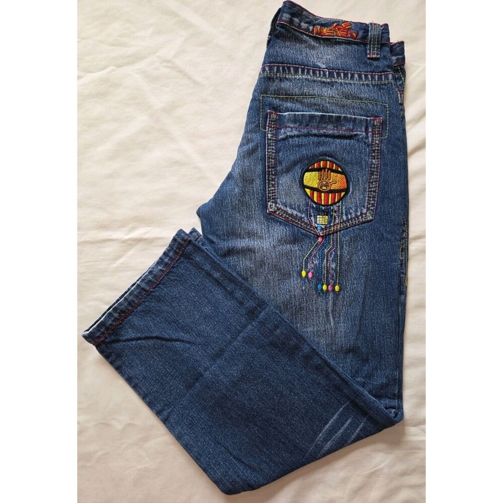VTG 90s - Miskeen brand Baggy Hip Hop Jeans Embroidered | Size 34 | Y2K, Skater